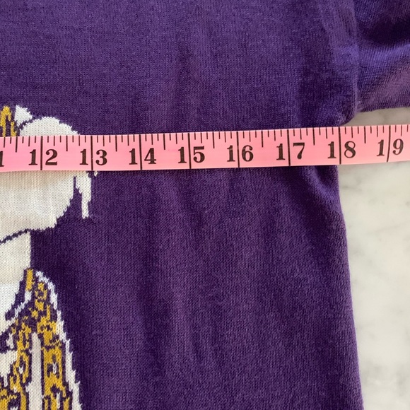 Moschino Fall 2015 Loony Tunes Foghorn Leghorn purple wool sweater dress size S - Picture 6 of 11